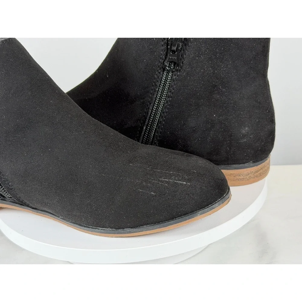 Cat & Jack Black Faux Suede Side Zip Ankle Bootie Kids Youth Size‎ 5